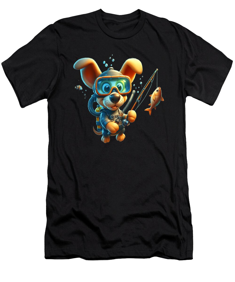 Doggie Delights and Fishy Friends a Whimsical Zyneu Gangd T-Shirt