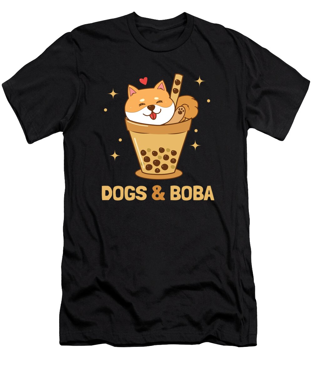 Dogs and Boba Dog Daddy Dog Mom Dogfather Shiba Inu Dog Graphics Lab T-Shirt