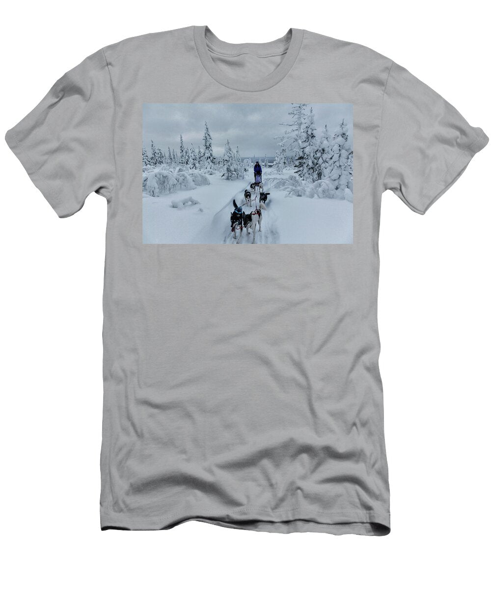 Dogsledding Through the Forest Johnathan Ampersand Esper T-Shirt