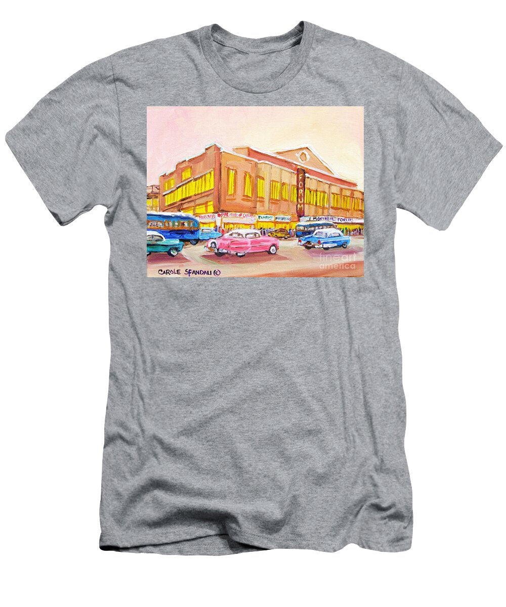 Downtown Montreal Hockey Forum Vintage Montreal Art Carole Spandau T-Shirt