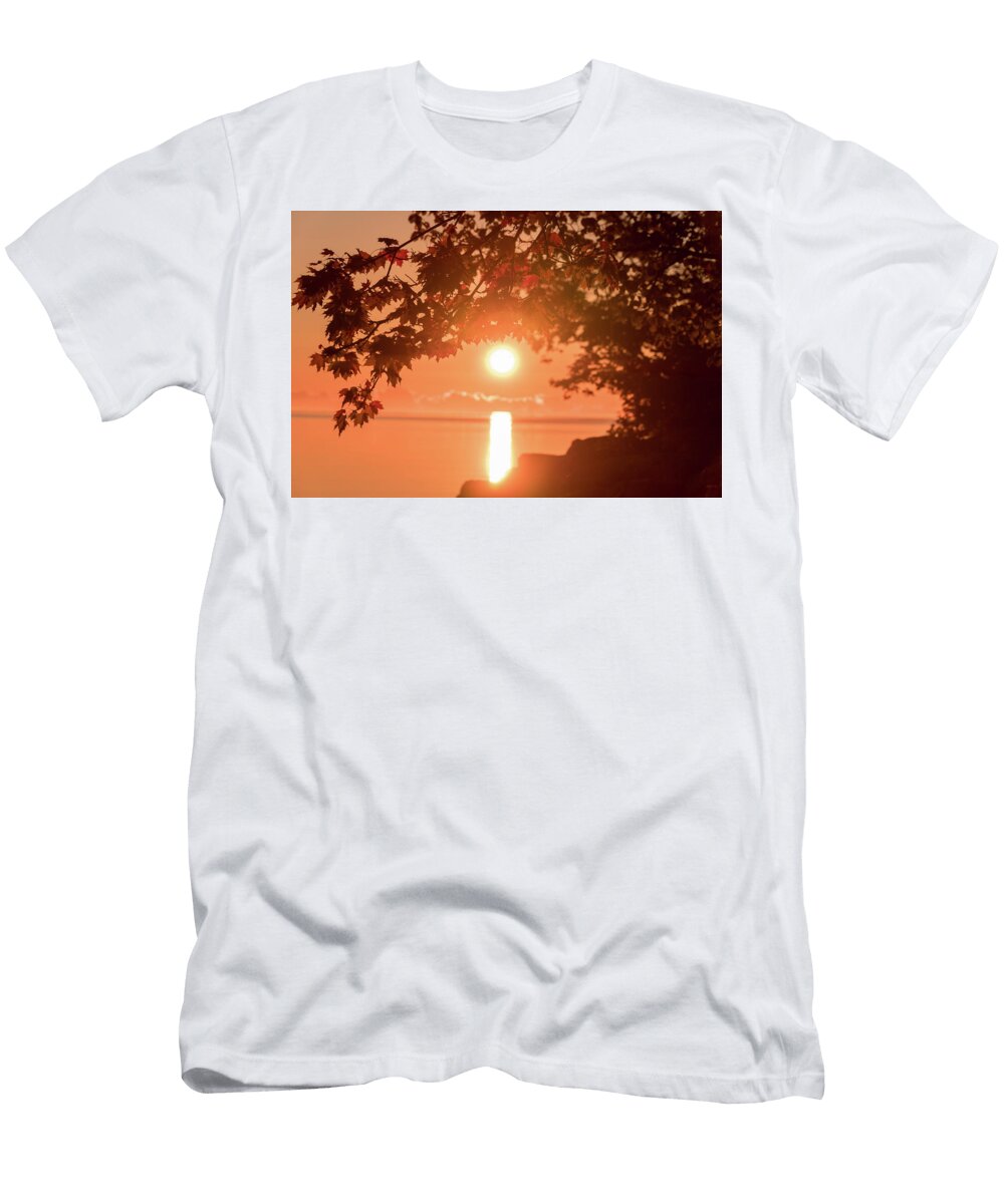 Dreamy Autumn Lakeside Sunset in Bold Tangerine Cinnamon and Mahogany Georgia Mizuleva T-Shirt