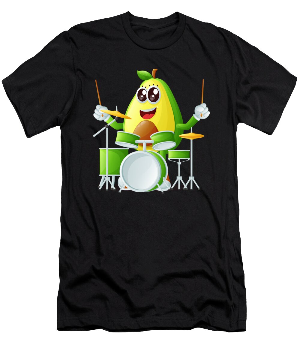 Drummer Avocado Percussion Drumsticks Drums Drumming Crazy Squirrel T-Shirt