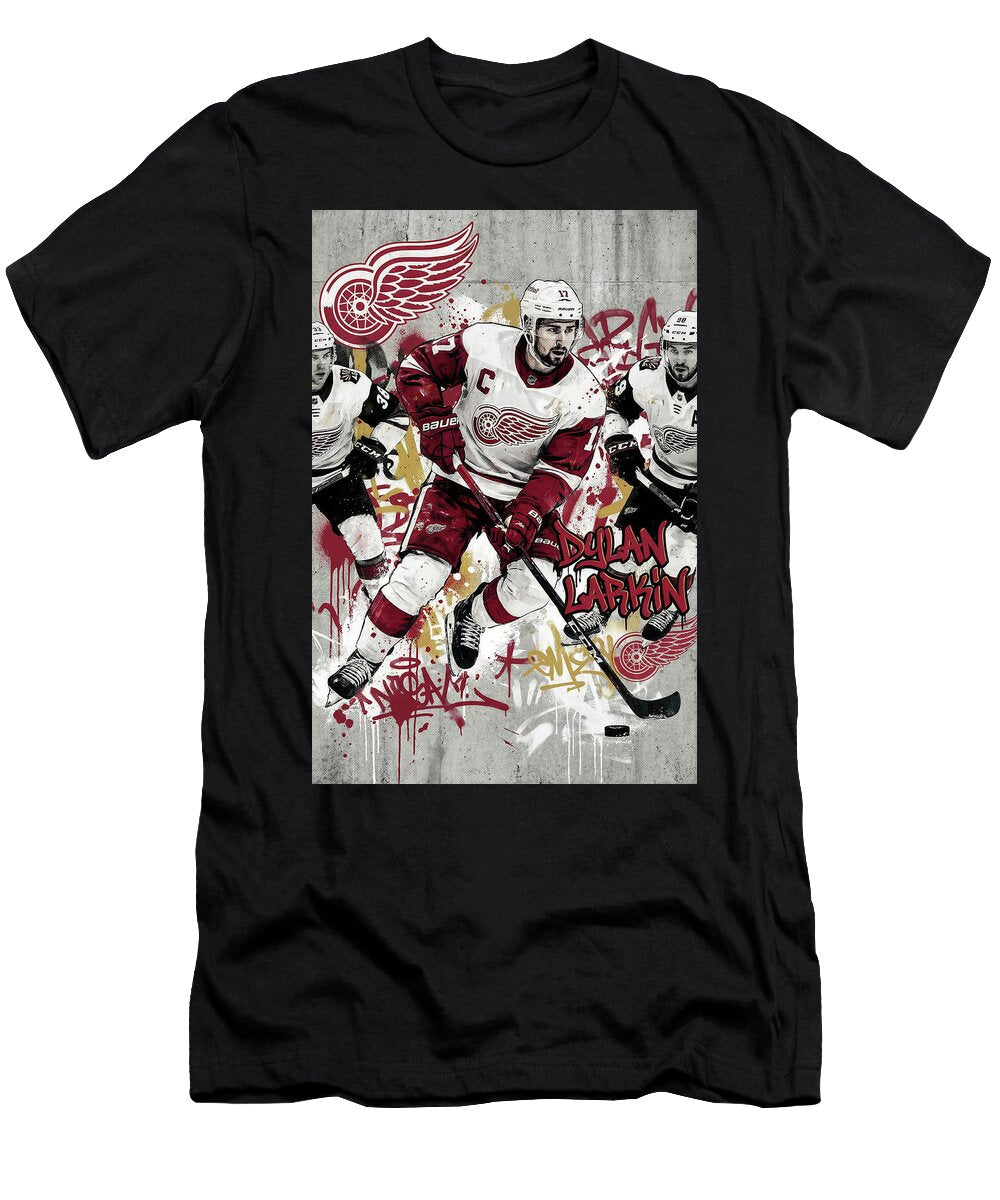 Dylan Larkin Graffiti Poster Hockey Player NHL Sampadart Gallery T-Shirt