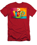 Dynamic Brew Abstract Coffee Cup with Geometric Shapes and Vibrant Steam Olfactoart Studio T-Shirt