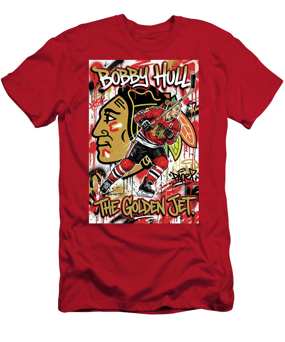 Dynamic Tribute to Bobby Hull Graffiti Poster Hockey Player NHL Sampadart Gallery T-Shirt