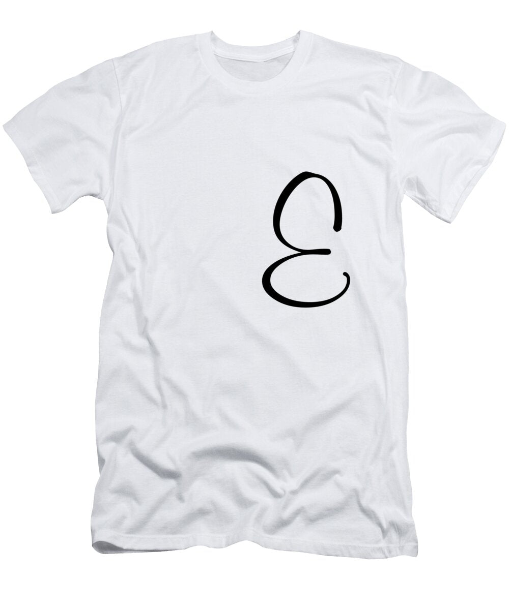 E in Black Simple Script Custom Home Fashions T-Shirt