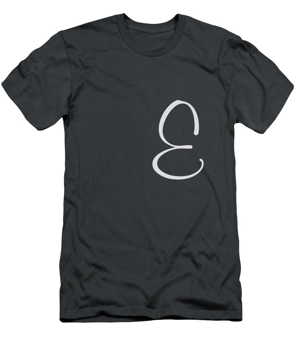 E in Light Gray Simple Script Custom Home Fashions T-Shirt
