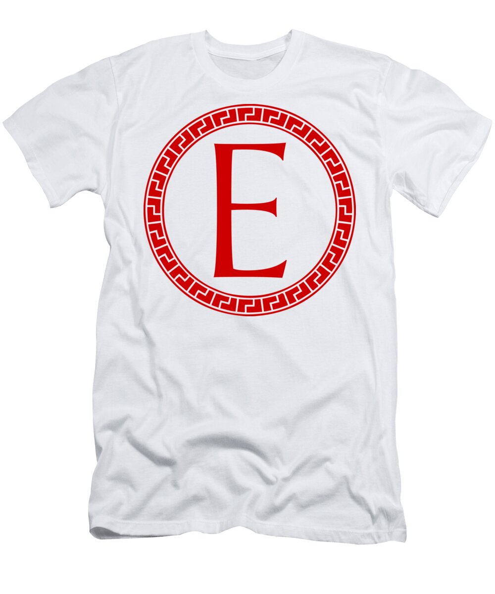 E Surrounded By Fret Wreath Red Custom Home Fashions T-Shirt