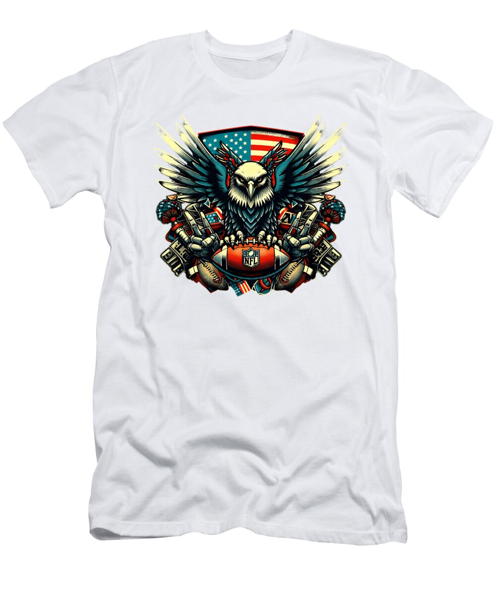 Eagle with American Football Motif Milar Style T-Shirt