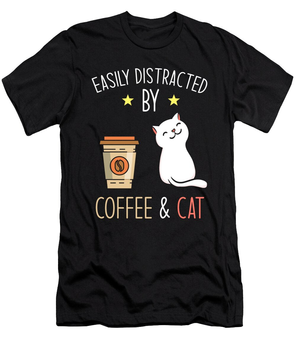 Easily Distracted By Coffee and Cat Manuel Schmucker T-Shirt