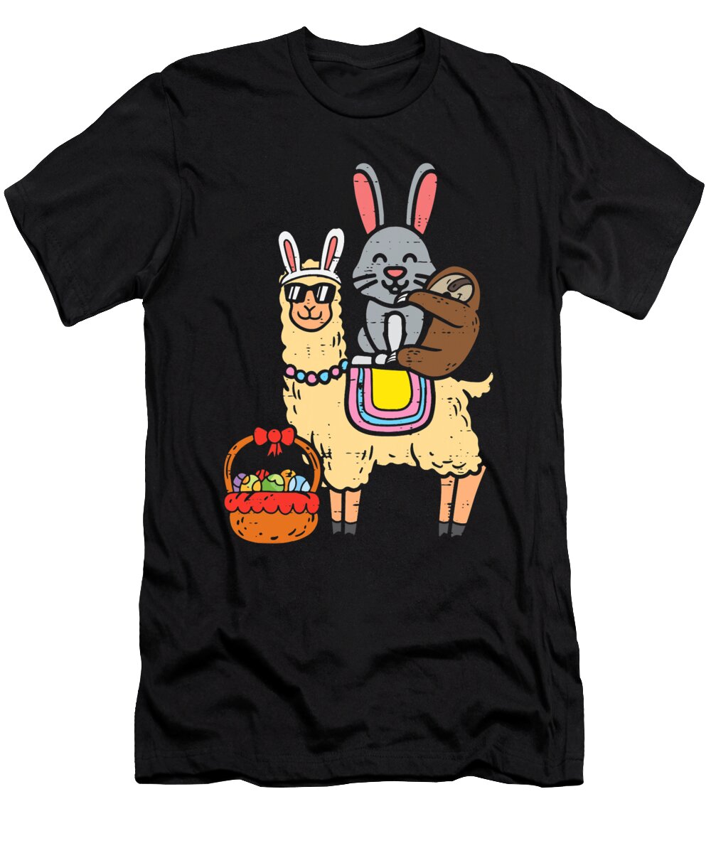 Easter Bunny Sloth on Llama Eggs Cute Alpaca Boys Girls Kids Dhbubble T-Shirt
