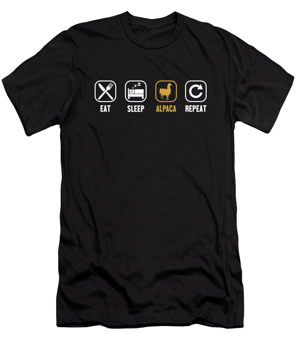 Eat Sleep Alpaca Repeat Guanaco Llama Vicuna Breeder Alpaca Graphics Lab T-Shirt