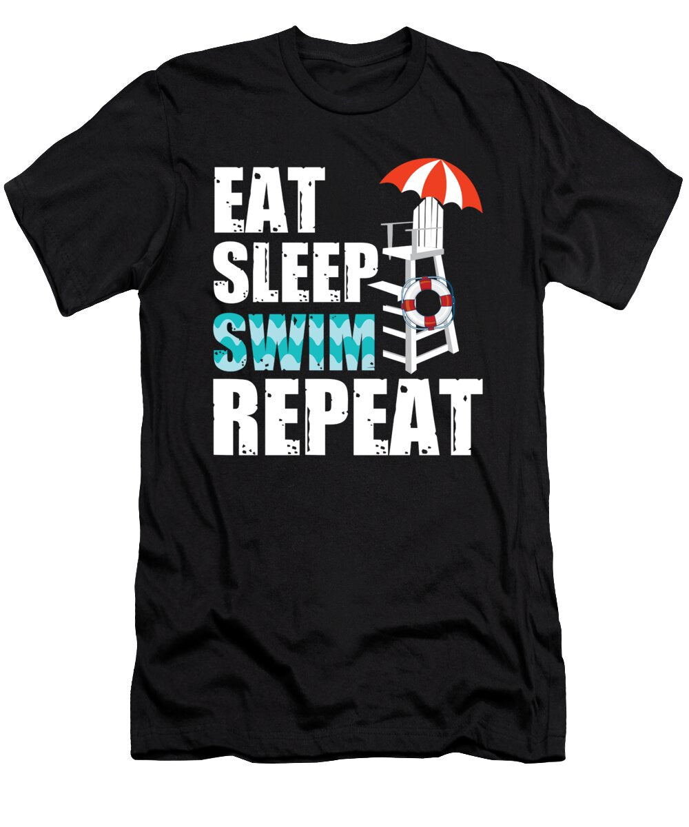 Eat Sleep Swim Repeat Swimming Gifts for a Swimming Team Tom Schiesswald T-Shirt