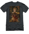 Edoardo Tofano Italian 1838 1920 Portrait of a Lady Holding a Fan By a Garden Fence Artistic Rifki T-Shirt