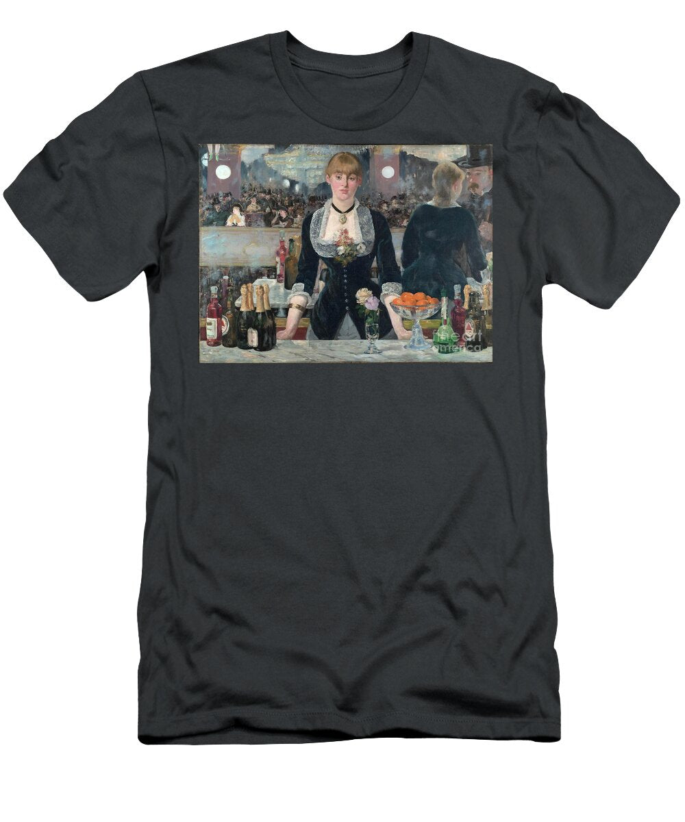Edouard Manet a Bar At the Foliesbergre Luna Brush T-Shirt