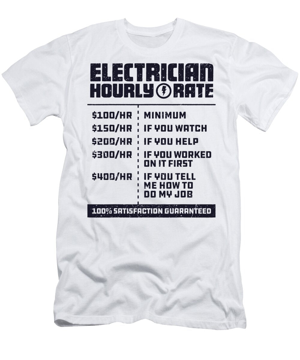 Electrician Hourly Rate Funny Lineman Dad Retro Vintage Men 1 T-Shirt