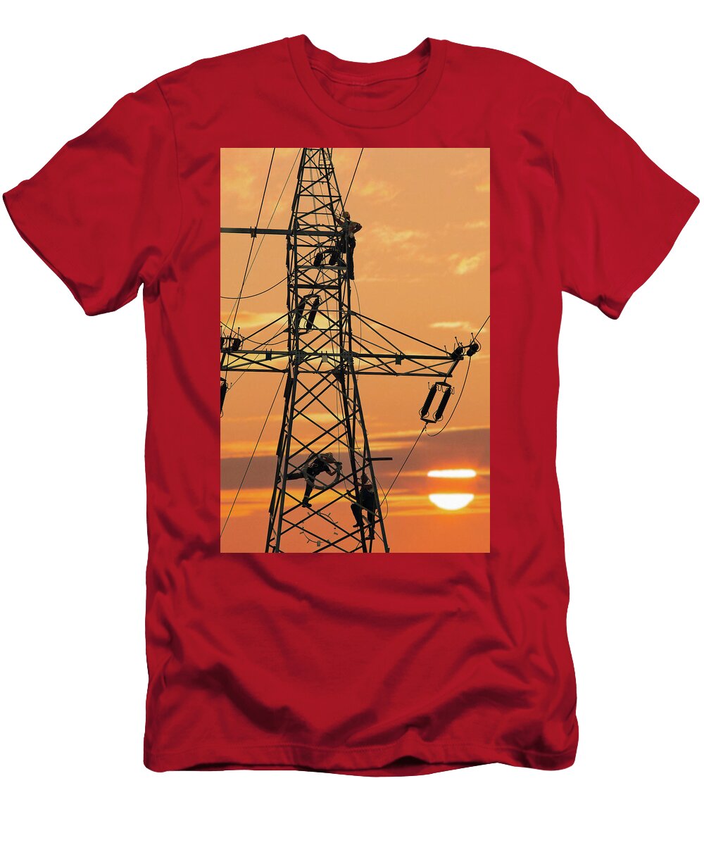 Electrician Repair of Electric Power System Sunset Adam Nowak T-Shirt