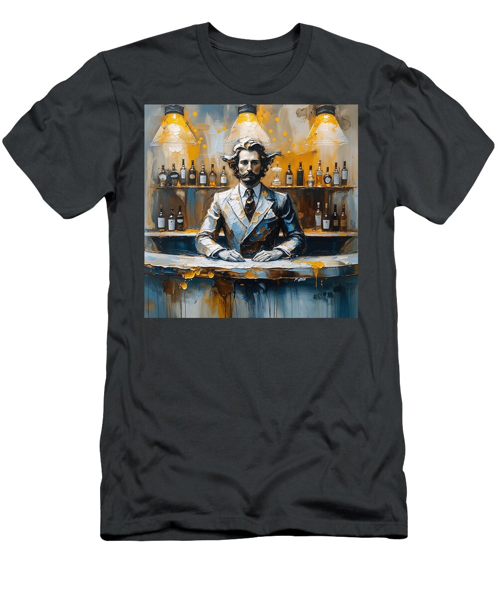 Elegant Bartender in Blue and Gold Gull G T-Shirt