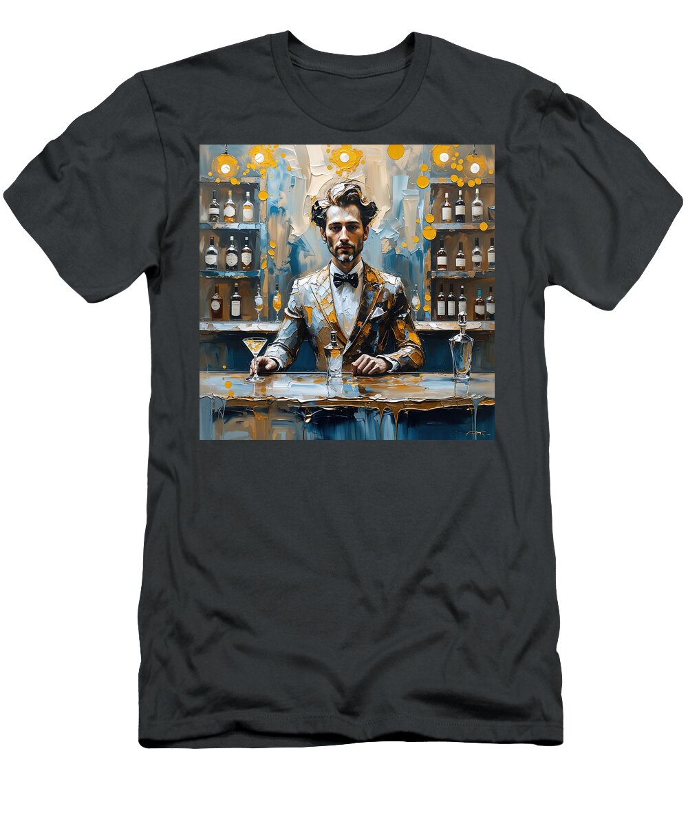 Elegant Bartender with Martini Glass Gull G T-Shirt