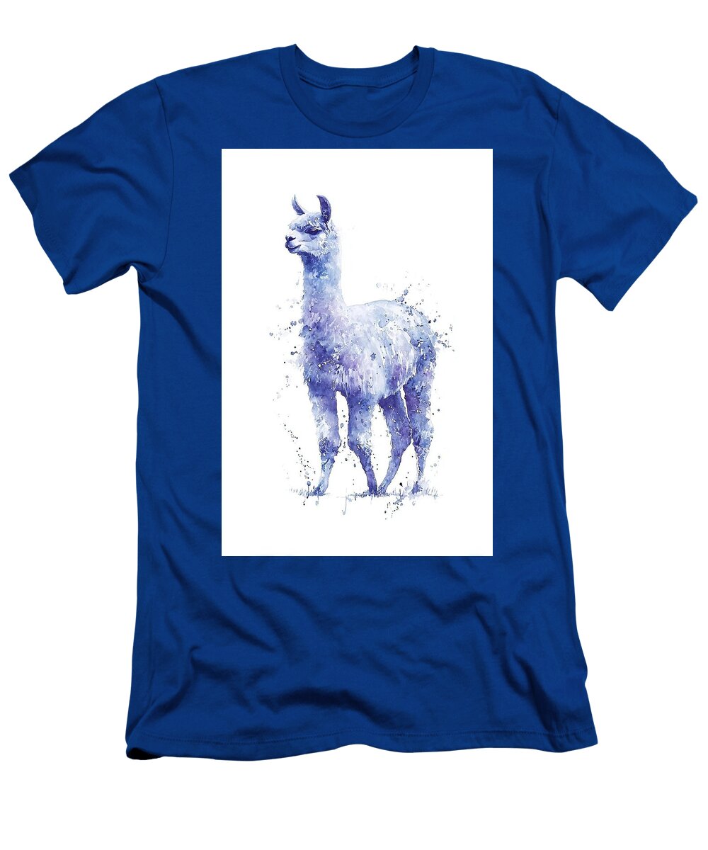 Elegant Llama in Shades of Blue Alpaca Eliana Haines T-Shirt