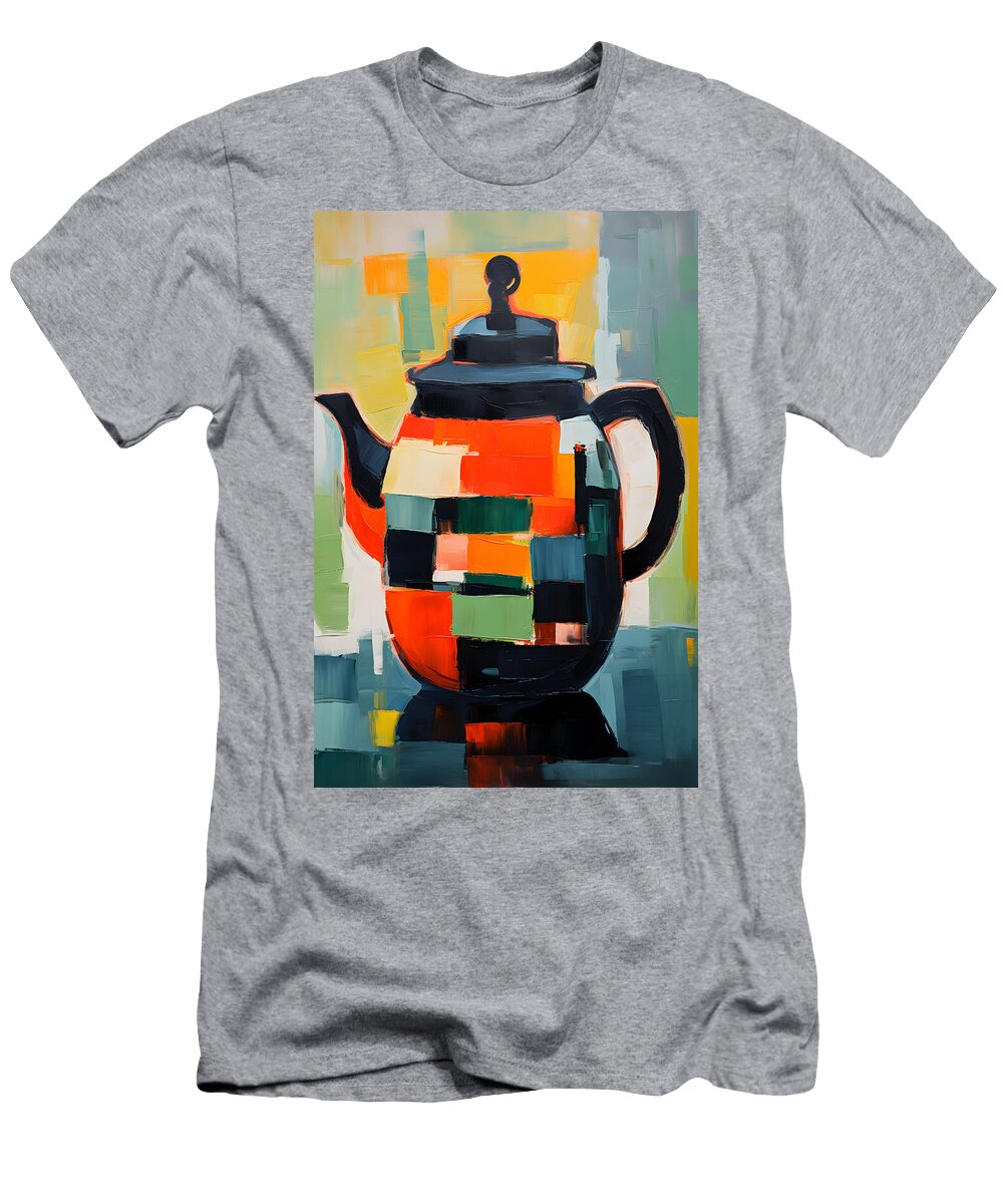 Embracing Fauvism Tea Pot Elegance in Vibrant Color Blocks and Tondo Format Olfactoart Studio T-Shirt