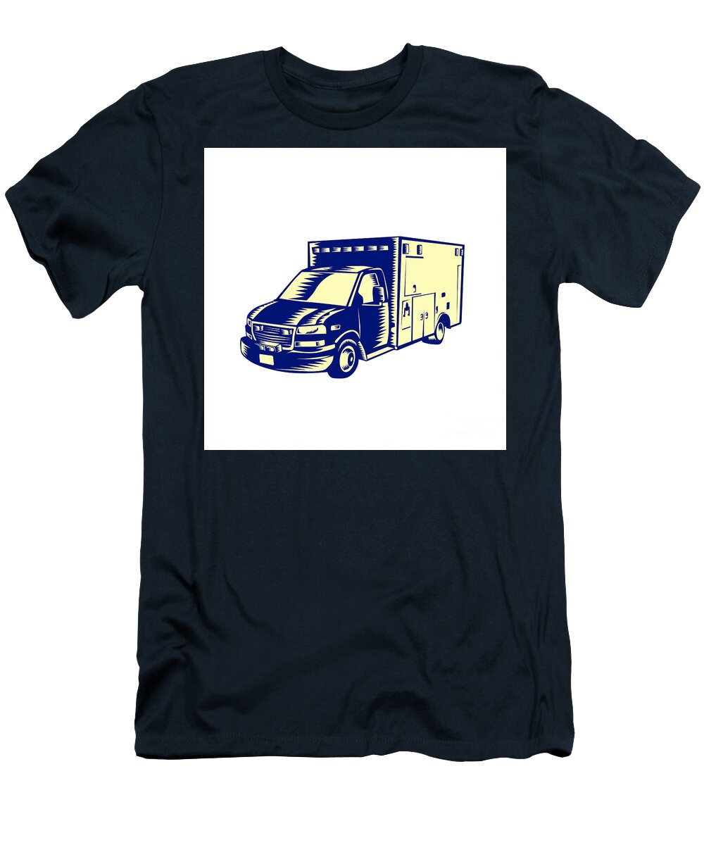 Ems Ambulance Emergency Vehicle Woodcut Aloysius Patrimonio T-Shirt
