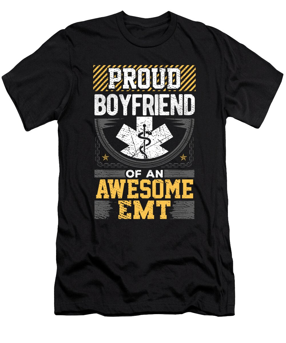 Emt Boyfriend Gift Proud Boyfriend of an Awesome Emt Kanig Designs T-Shirt