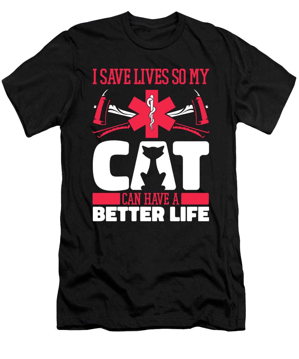 Emt Cat First Responder Medic Paramedic Crazy Squirrel T-Shirt