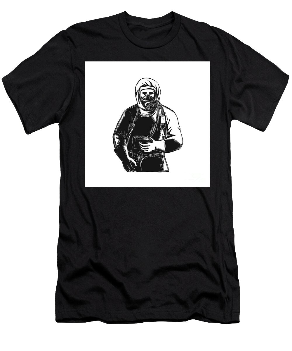 Emt Wearing Hazmat Suit Scratchboard Aloysius Patrimonio T-Shirt