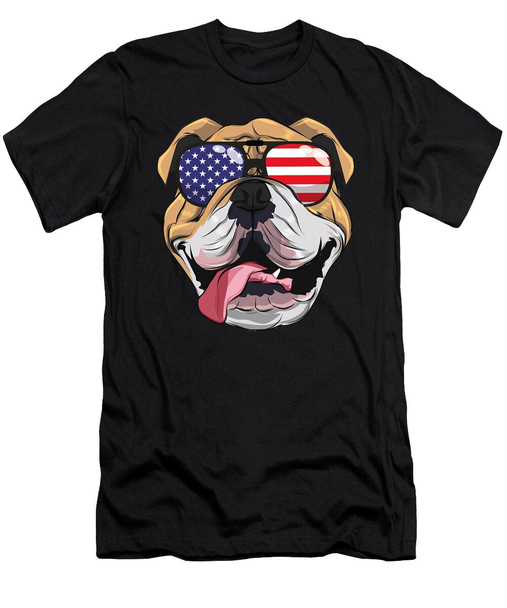 English Bulldog 4th of July American Sunglasses Shannon Nelson Art T-Shirt