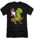 English Bulldog Riding T Rex Dinosaur Nikolay Todorov T-Shirt