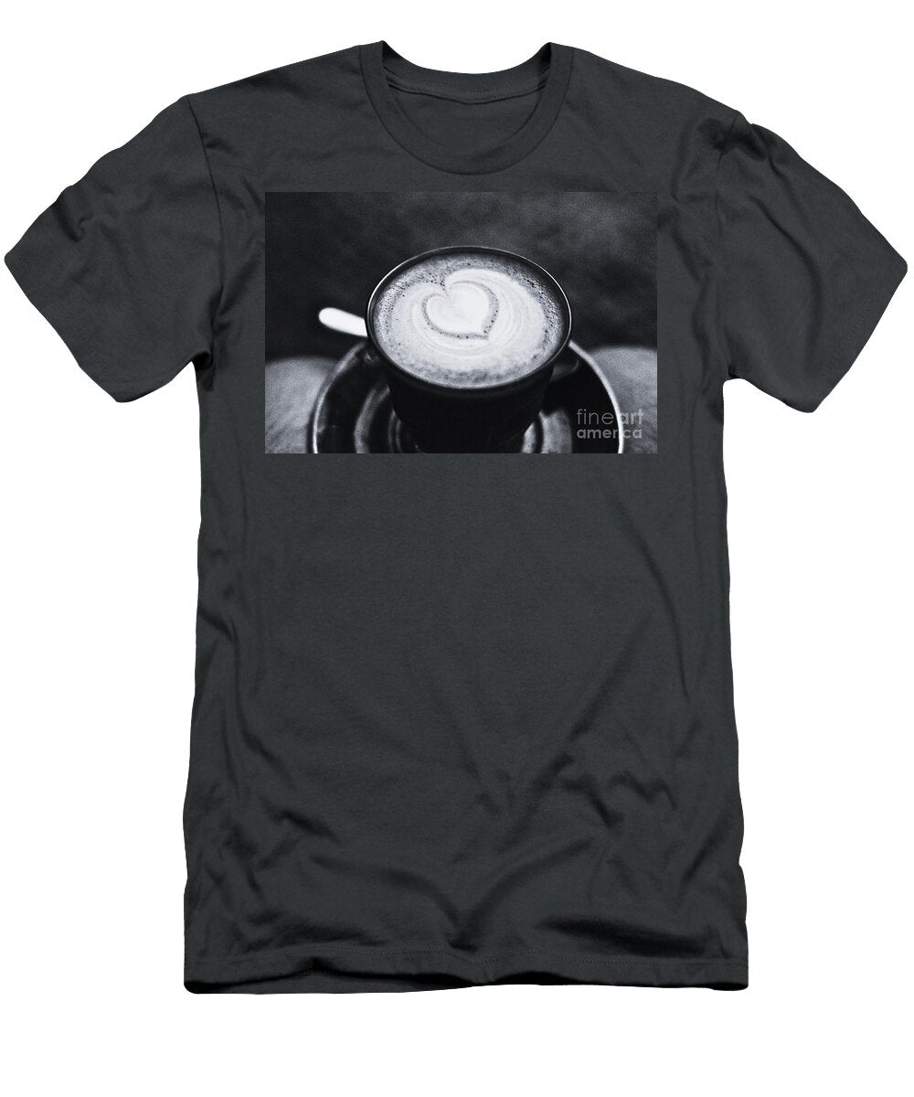 Espresso Heart Latte Art Modern Barista Minimalist Artisan Vision Fine Art Black and White Dmr Filho T-Shirt