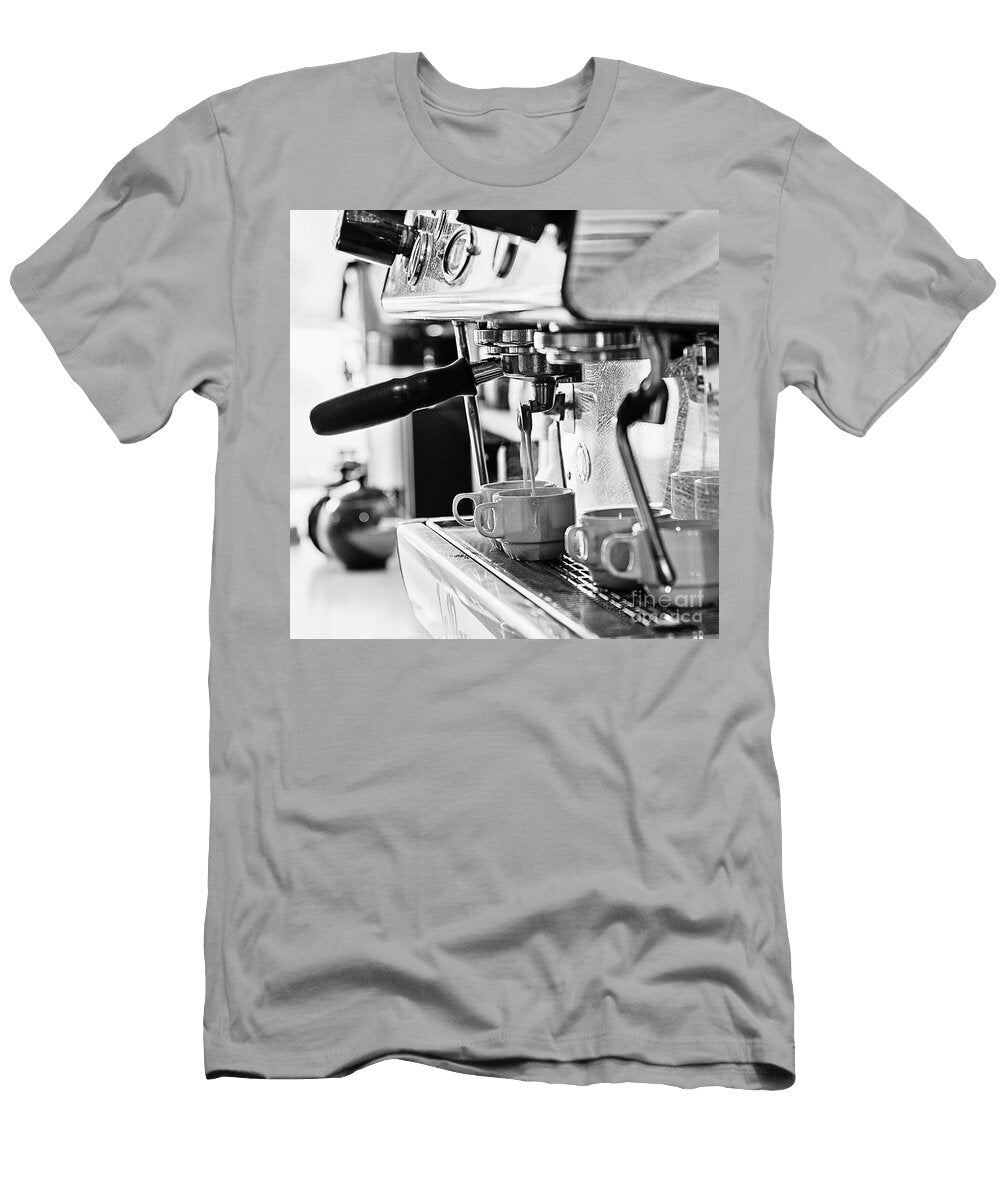 Espresso Machine and Porcelain Cups Modern Industrial Structural Study Bw Fine Art Dmr Filho T-Shirt