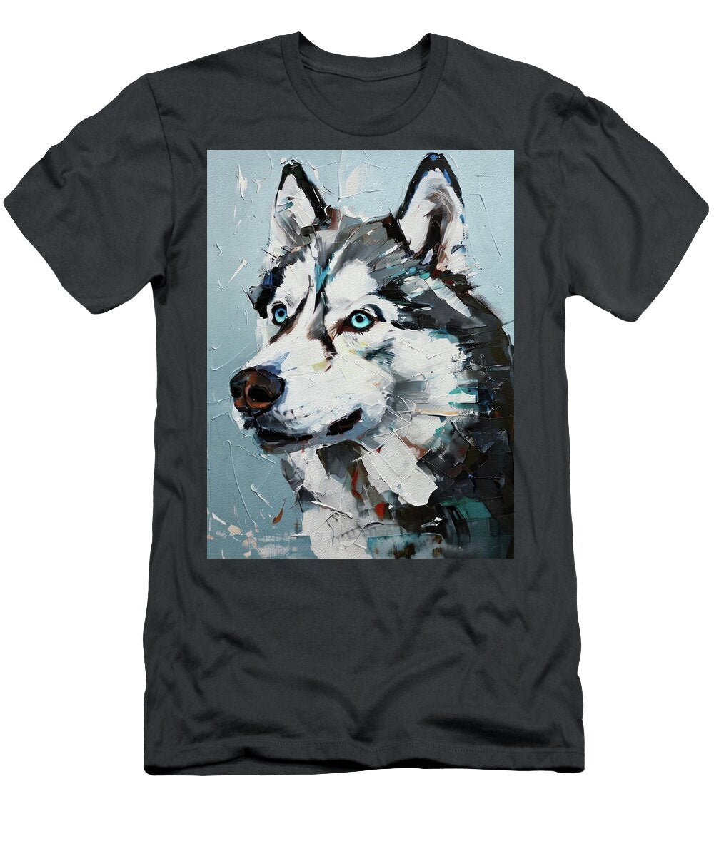 Expressionist Husky Dog Portrait Marian Voicu T-Shirt