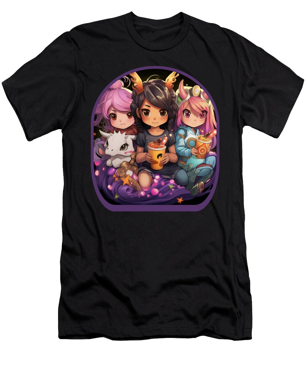 Fantasy Anime Creatures Cute Boba Tea Gaming Controller Ramen Sifou Store T-Shirt