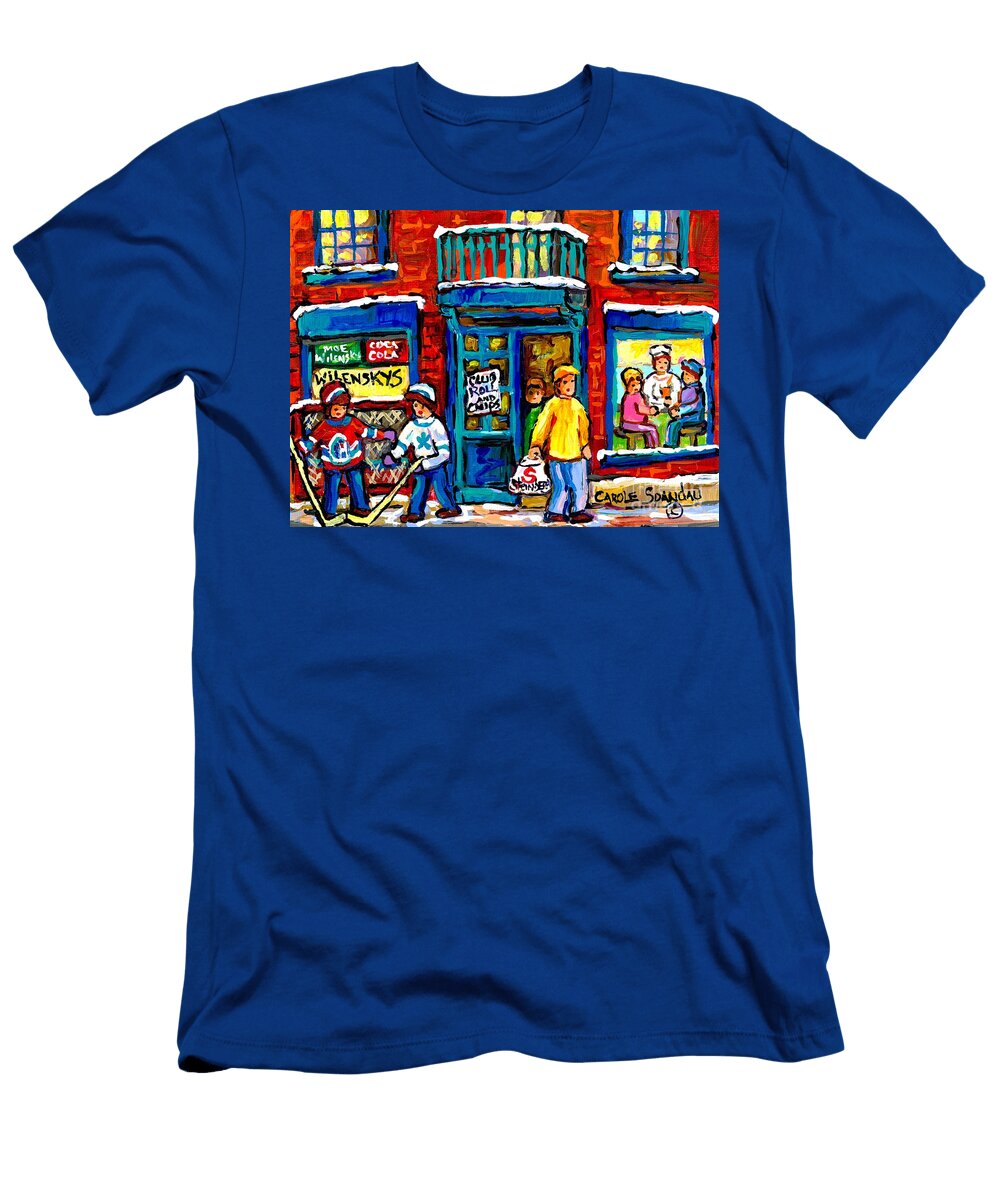 Favorite Montreal Lunch Spot Wilenskys Counter Canadian Hockey Art Painting for Sale Carole Spandau Carole Spandau T-Shirt