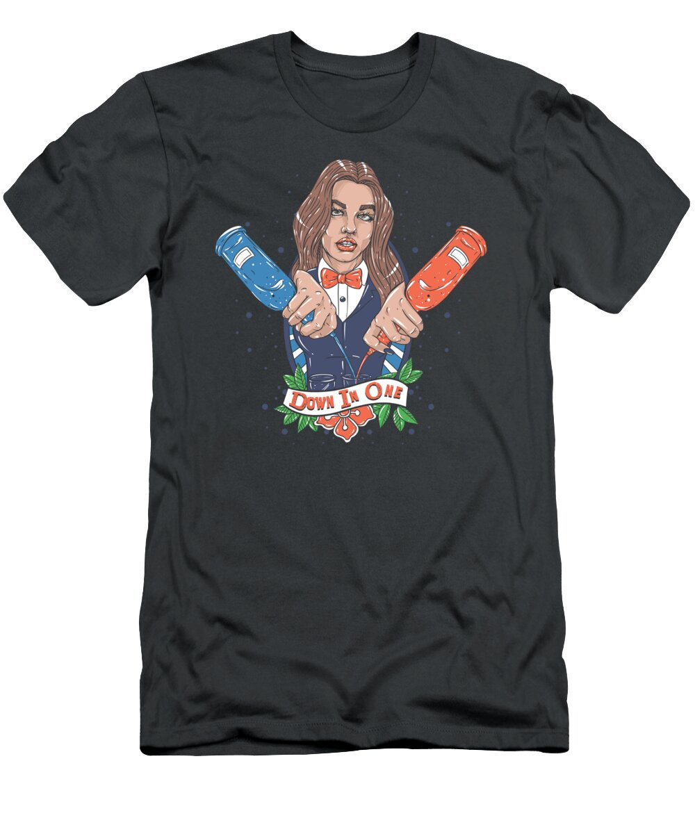 Female Bartender Tapster Mixologist Gift Crazy Squirrel T-Shirt