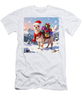 Festive Alpaca in Snowy Mountains in Christmas Santa Hat Charlesy T-Shirt