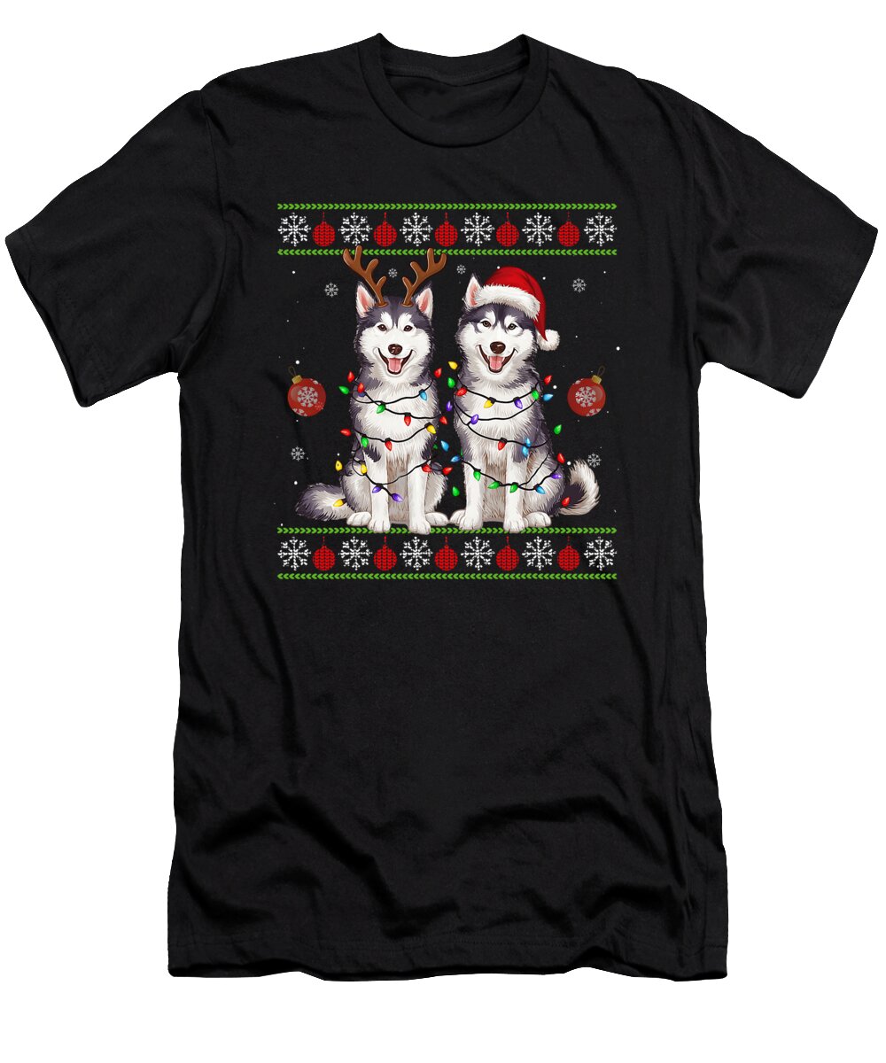 Festive Huskies in Holiday Attire Studi Alex T-Shirt