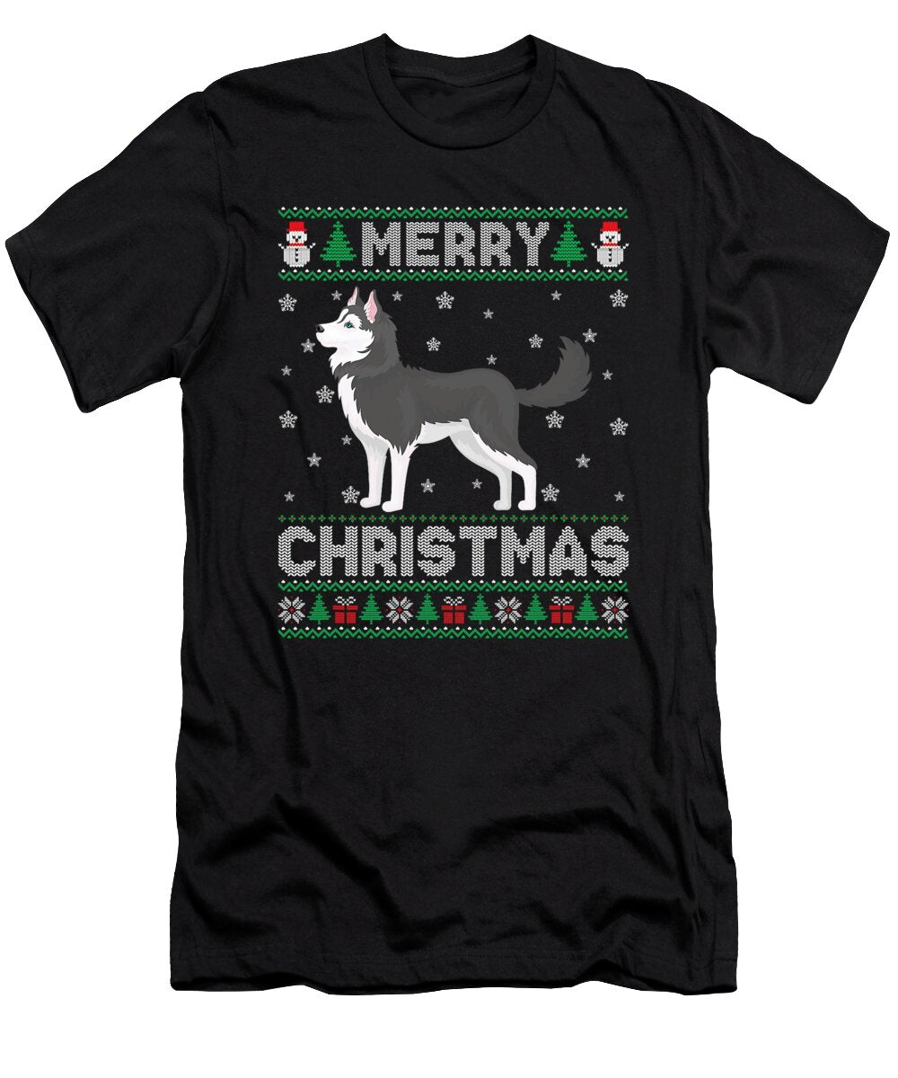 Festive Husky Christmas Sweater Design Studi Alex T-Shirt