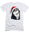 Festive Husky with Santa Hat Studi Alex T-Shirt
