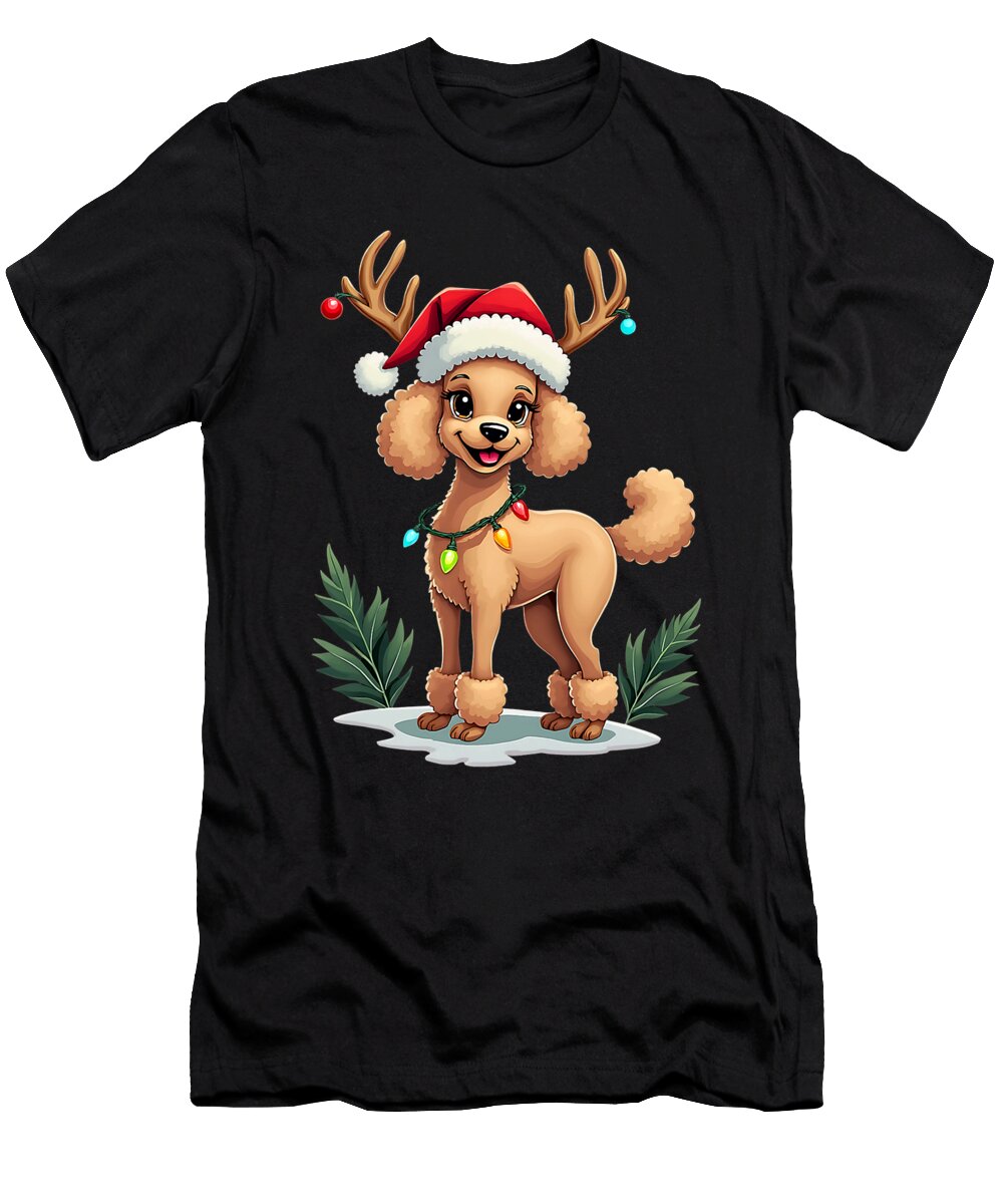 Festive Poodle with Antlers Studi Alex T-Shirt