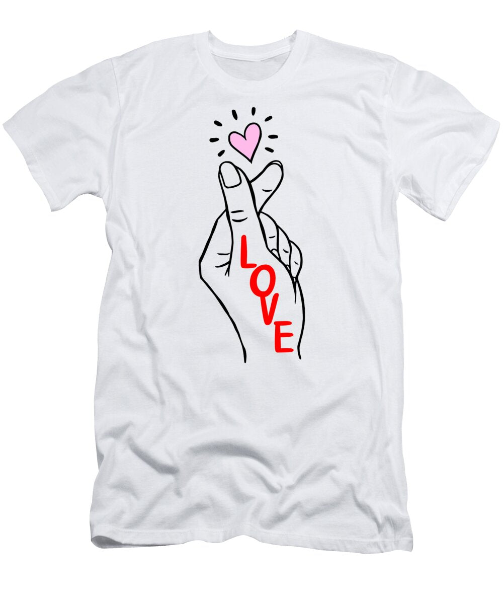 Finger Heart Korean Heart Kpop Fan I Love You Symbol Saranghae Kdrama Lover Birthday Gift for Girls Boba Tea Kimichi Ramen Sifou Store T-Shirt