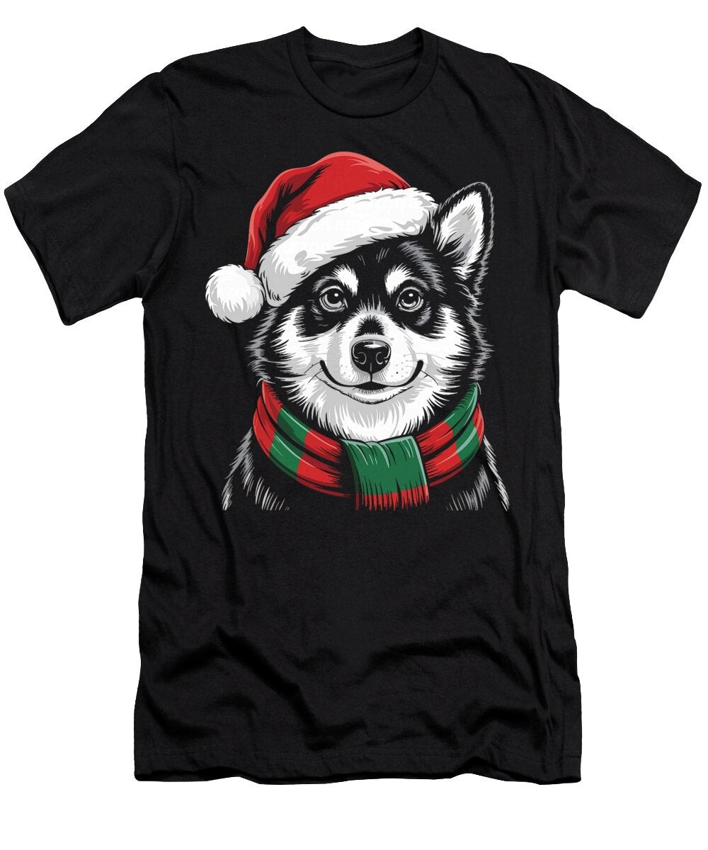 Finnish Spitz Dog Xmas Santa Hat Scarf Christmas Sophie Eleanor T-Shirt