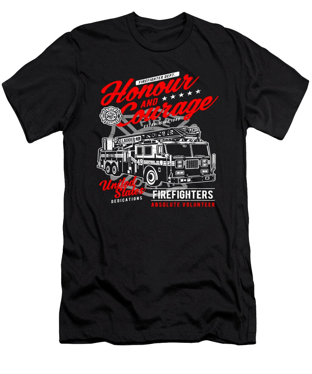 Firefighter Dept Honour and Courage Firefighting Florian Dold Art T-Shirt