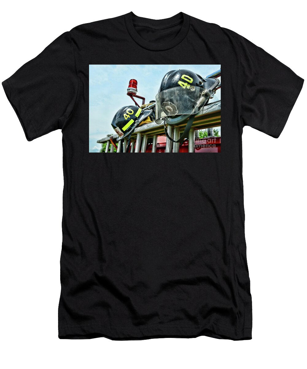Firefighter Helmets Heroes At the Ready Paul Ward T-Shirt