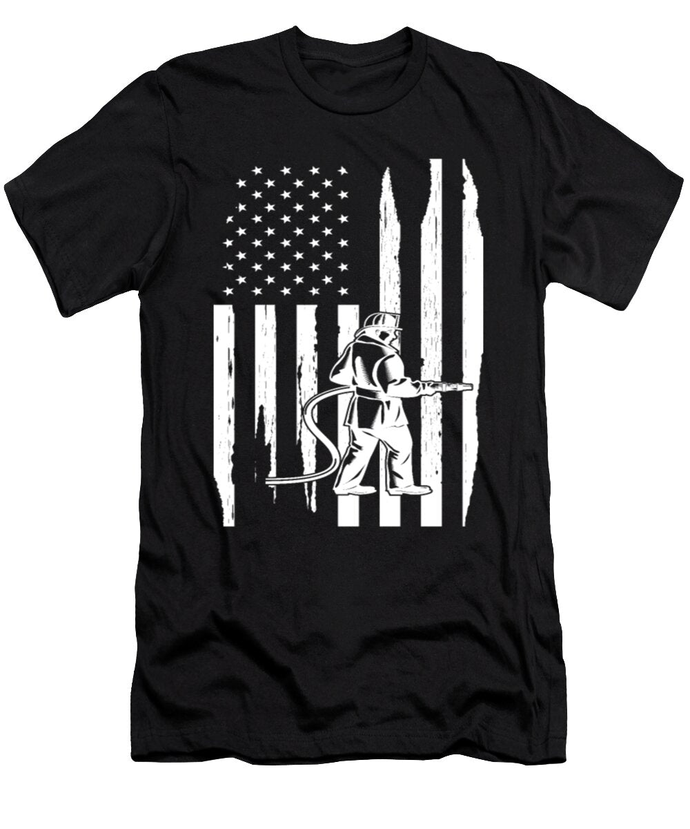 Firefighter in America Flag Tinh Tran Le Thanh T-Shirt