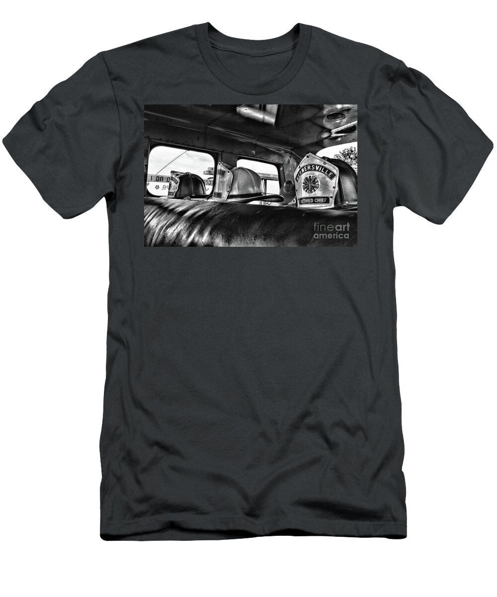 Fireman Helmet the Retire Chief Black and White Paul Ward T-Shirt