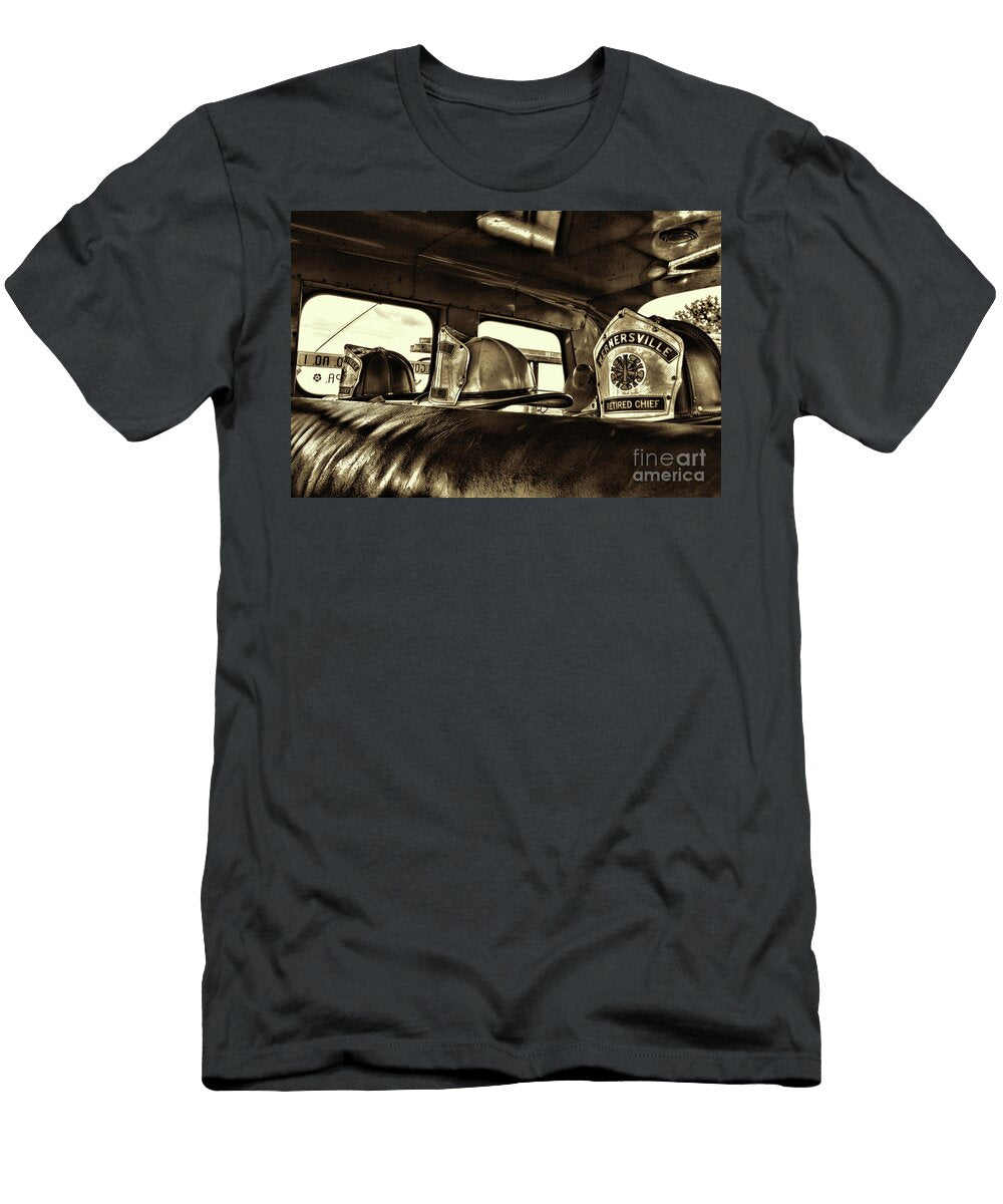 Fireman Helmet the Retire Chief Sepia Paul Ward T-Shirt
