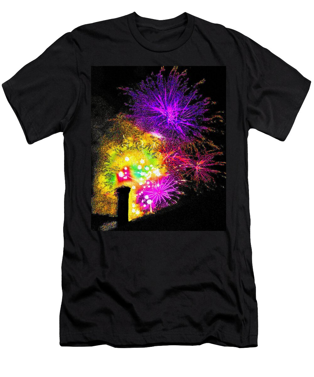 Fireworks Over the Rooftop 1 Steve Ohlsen T-Shirt